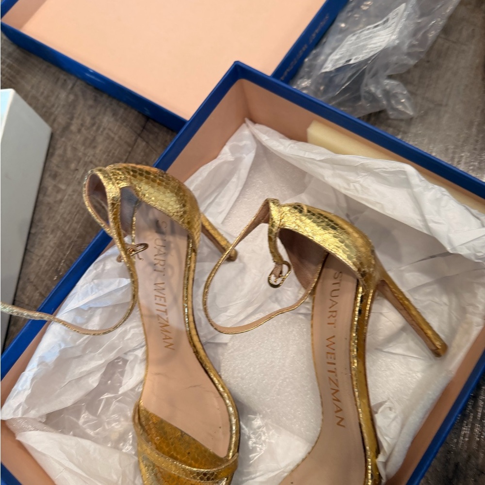 Stuart Weitzman Shimmering Gold Heels